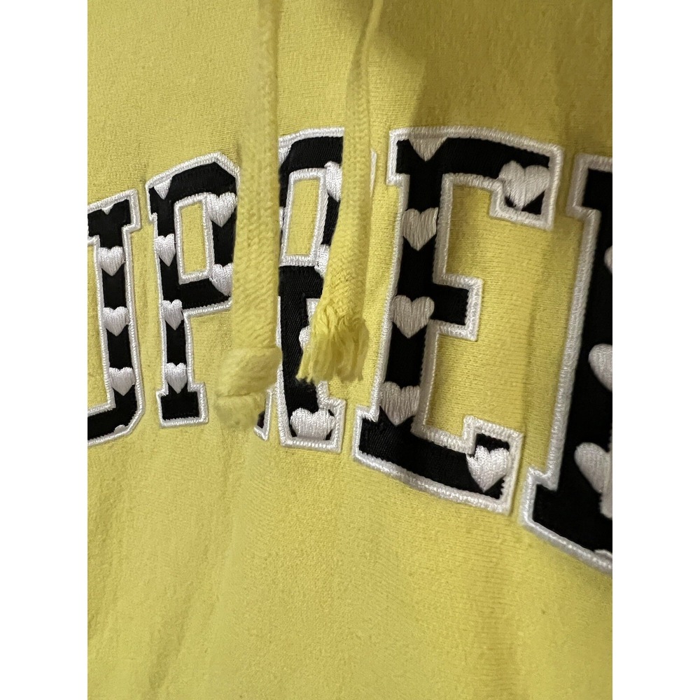 Supreme Hearts Arc Hooded Sweatshirt Yellow Light Lemon Large L SS21 FTP NY - Picture 7 of 8